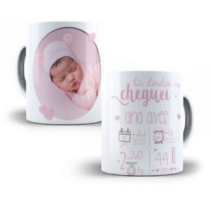 Caneca personalizada dindos oi dindos eu cheguei com nome e foto